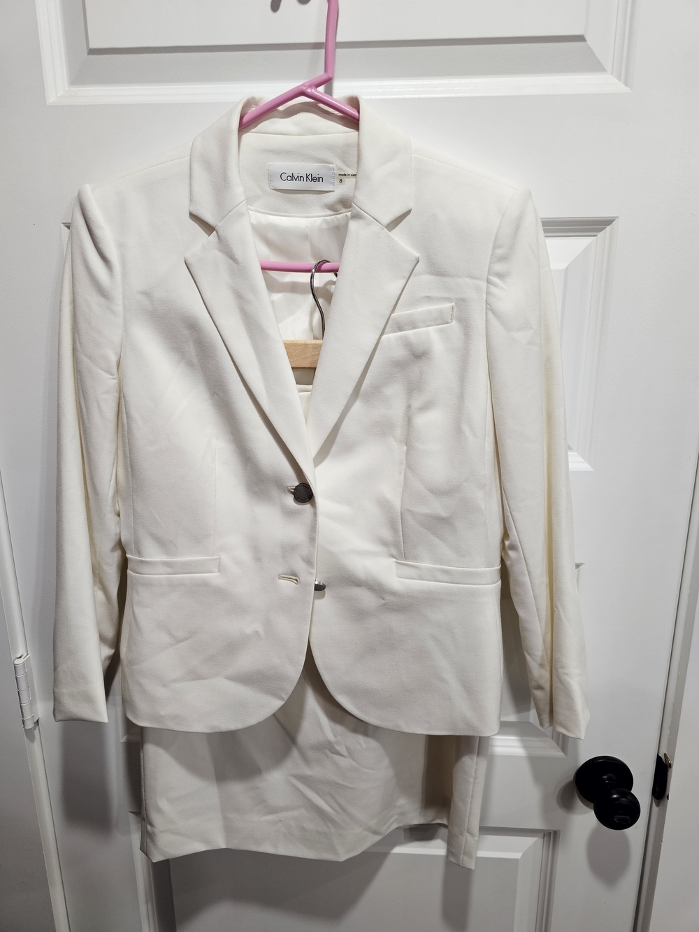 Calvin Klein Women's Cream Tailored Blazer And Skirt
